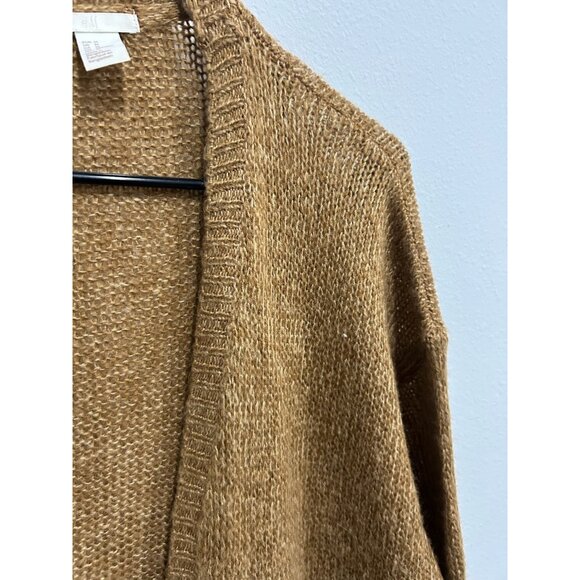 H&M Womens Open Front Cardigan Brown Knit Acrylic Pockets Sz Medium - Picture 4 of 9